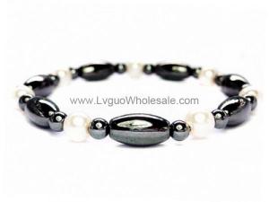 18cm Stone Beaded Hematite Stretch Bracelet